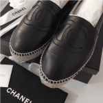 Chanel Black Leather Espadrilles
