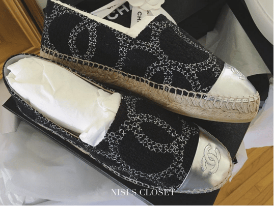 chanel espadrilles silver