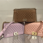 Chanel Dark Beige/Light Purple/Light Pink Iridescent Calfskin Boy Bags