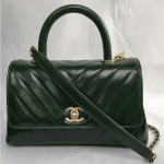 Chanel Green Chevron Mini Coco Handle Bag