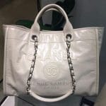Chanel Ivory Leather Deauville Tote Bag