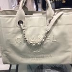 Chanel Ivory Leather Deauville Tote Bag 2