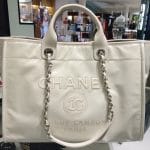 Chanel Ivory Leather Deauville Tote Bag 3
