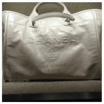 Chanel Ivory Leather Deauville Tote Bag 4