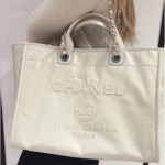 Chanel Ivory Leather Deauville Tote Bag 7