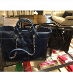 Chanel Navy Large and Black Small Leather Deauville Tote Bag