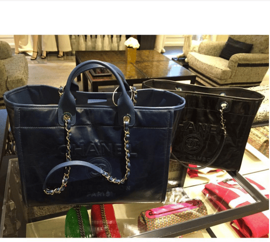 chanel deauville tote black leather