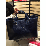 Chanel Navy Leather Deauville Tote Bag 4