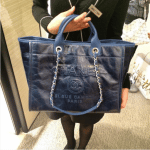 Chanel Navy Leather Deauville Tote Bag 5