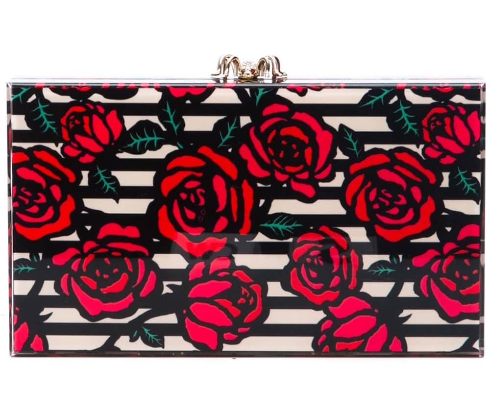 Charlotte Olympia Rose Print Pandora Clutch Bag
