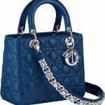 Dior Blue Lady Dior Bag with Embellished Strap