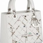 Dior White Embellished Lady Dior Bag