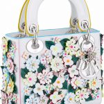 Dior White Multicolor Floral Embellished Lady Dior Bag