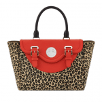 Hill and Friends Red/Natural Leopard Happy Satchel Bag