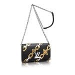 Louis Vuitton Black Chain Flower Epi Twist Chain Wallet Bag