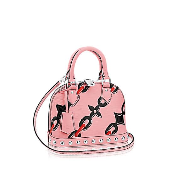 Louis Vuitton Alma Handbag Chain Flower Print Epi Leather PM