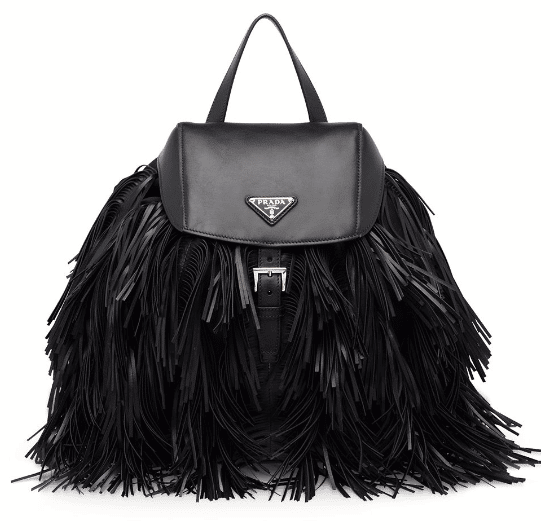 Prada Fringed Nylon & Leather Backpack Bag