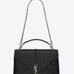 Saint Laurent Black Crocodile Embossed Large Monogram College Bag