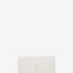 Saint Laurent Dove White Crocodile Embossed Monogram Kate Clutch Bag