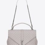 Saint Laurent Light Grey Matelasse Large Monogram College Bag