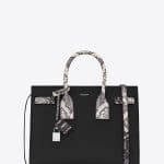 Saint Laurent Black with White/Black Embossed Python Small Sac De Jour Bag