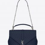 Saint Laurent Navy Matelasse Large Monogram College Bag