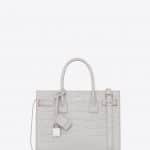 Saint Laurent Pearl White Crocodile Embossed Baby Sac De Jour Bag