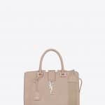 Saint Laurent Powder Pink Baby Monogram Cabas Bag with Canvas Strap