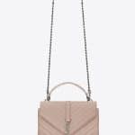 Saint Laurent Powder Pink Matelasse Medium Monogram College Bag