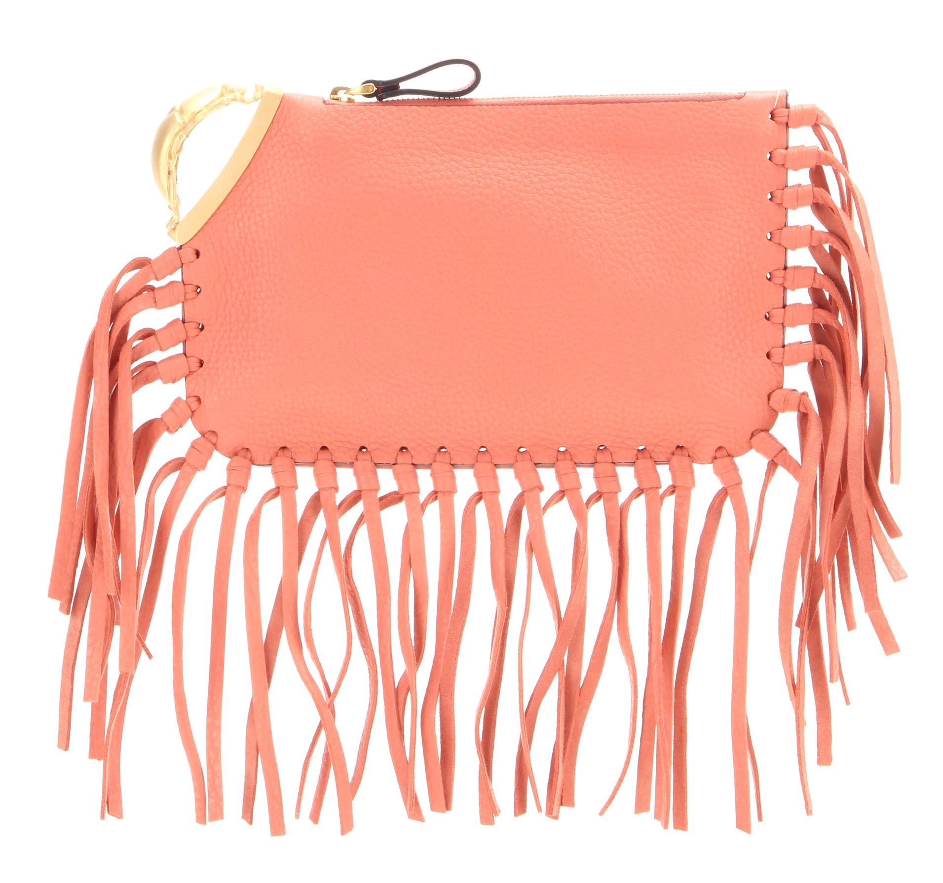 Valentino C-rockee Scarab Fringed Leather Clutch Bag