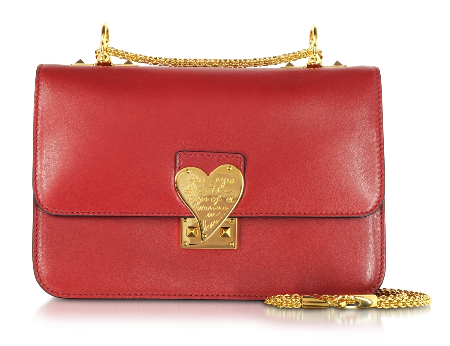 Valentino L'amour Red Leather Shoulder Bag