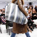 Balenciaga Black/White/Blue Striped Oversized Tote Bag - Fall 2016