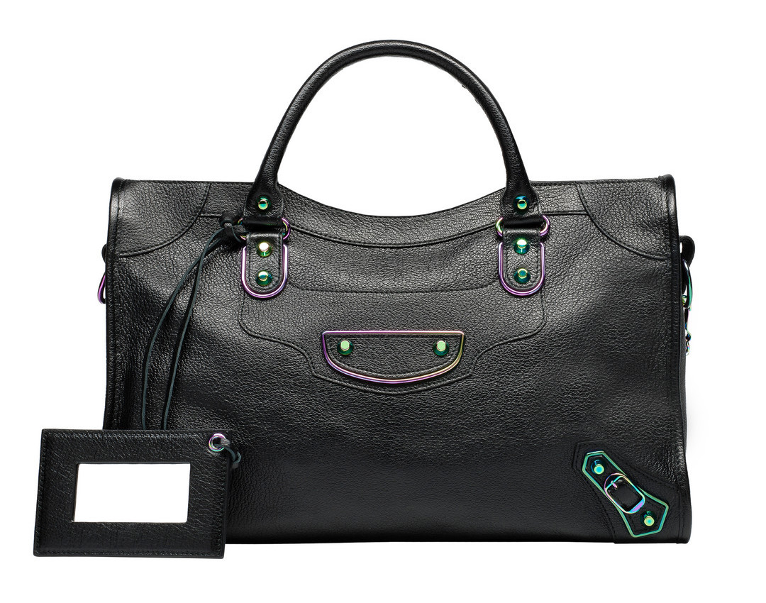 Balenciaga Black Classic Metallic Edge Iridescent City Bag
