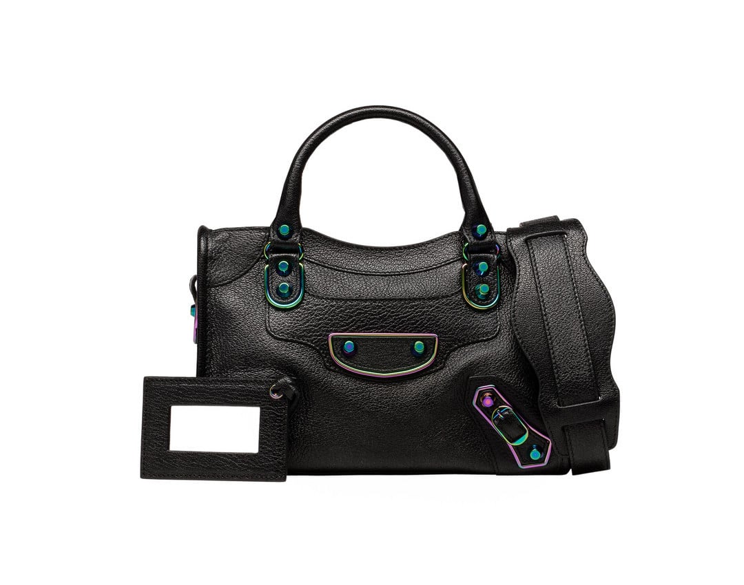 Balenciaga Black Classic Metallic Edge Iridescent Mini City Bag