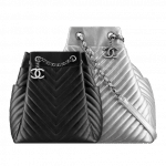 Chanel Black and Silver Urban Spirit Drawstring Bags