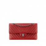 Chanel Dark Red Chevron Classic Flap Medium Bag