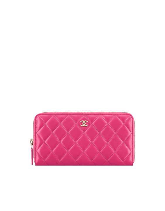 Chanel 19 Zip Around Wallet Quilted Goatskin Medium Pink 1235482