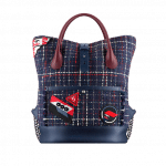 Chanel Navy Blue/Burgundy Tweed Trip Backpack Bag