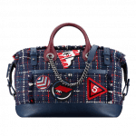 Chanel Navy Blue/Burgundy Tweed Trip Bowling Bag