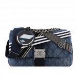 Chanel Navy Blue/White Denim and Toile Flap Bag