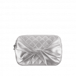 Chanel Silver Draped Metallic Lambskin Clutch Bag