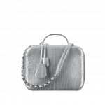 Chanel Silver Metallic Alligator Vanity Case Bag