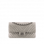 Chanel Silver Metallic Classic Flap Medium Bag