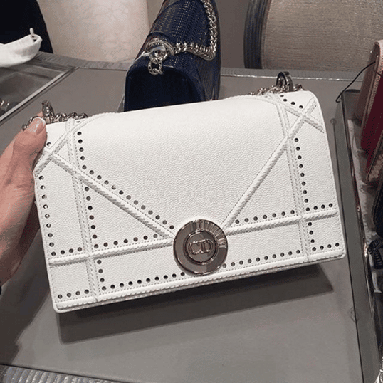 Dior White Perforated Diorama Flap Bag 2