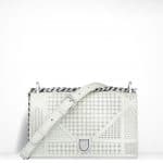 Dior White Perforated Patent Diorama Flap Small Bag