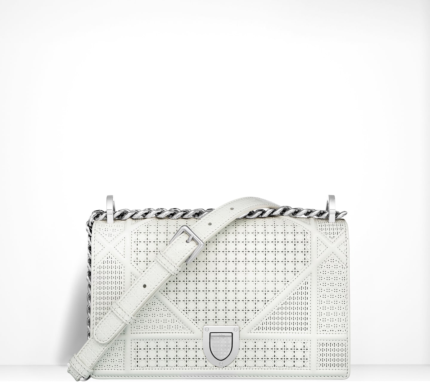 Dior White Patent Leather Small Diorama Shoulder Bag