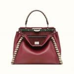 Fendi Fendi Burgundy/Beige Calfskin/Elaphe Fashion Show Peekaboo Bag/Beige Calfskin:Elaphe Fashion Show Peekaboo Bag