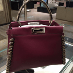 Fendi Burgundy/Beige Calfskin/Elaphe Fashion Show Peekaboo Mini Bag