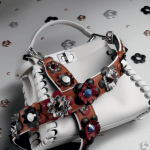 Fendi White Fashion Show Peekaboo Mini Bag with Floral Embellished Strap You