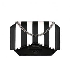 Givenchy Black/White Striped Bow-Cut Chain Mini Bag